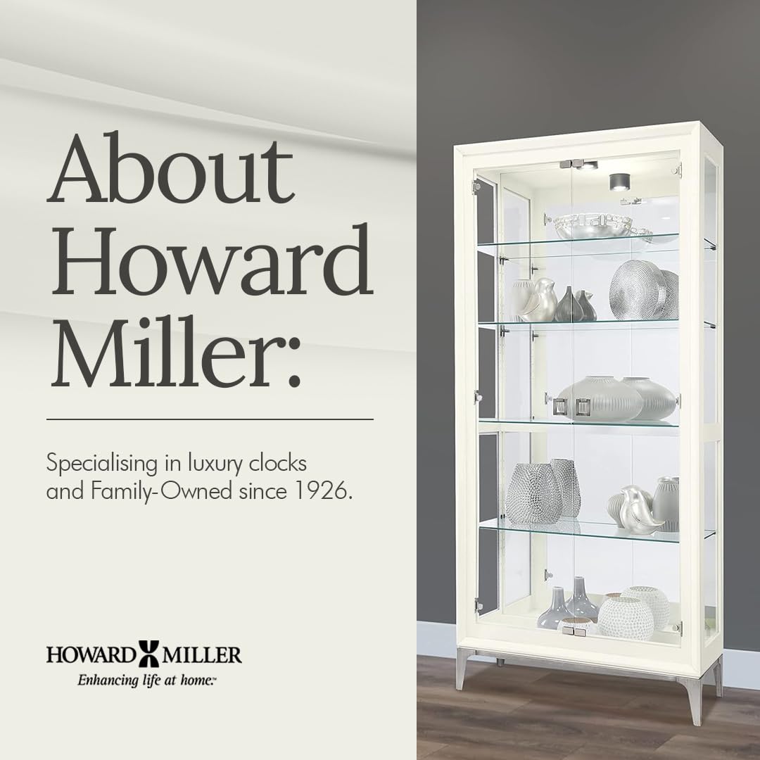 Howard Miller Sheena II Curio Cabinet – White Wire Brushed Display Cabinet Reclaimed Wood Look Aged Nickel Base & Square Pulls Hinged Glass Doors Adjustable Shelves & Mirrored Back for Home Decor Howard Miller