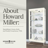 Howard Miller Sheena II Curio Cabinet – White Wire Brushed Display Cabinet Reclaimed Wood Look Aged Nickel Base & Square Pulls Hinged Glass Doors Adjustable Shelves & Mirrored Back for Home Decor Howard Miller