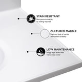 Design House 586198 Cultured Marble Vanity Top 31x19, Solid White Design House