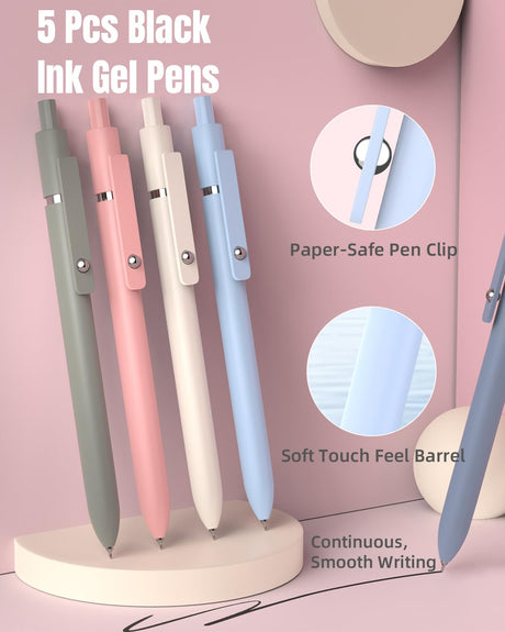 Four Candies 39 PCS Aesthetic School Supplies with Cute Pen Case, 12 Pastel Highlighters, 5 Black Ink Gel Pens, 6 Mechanical Pencils Set 0.5 & 0.7 mm for Students Stationary College Essentials (Pink) Four Candies