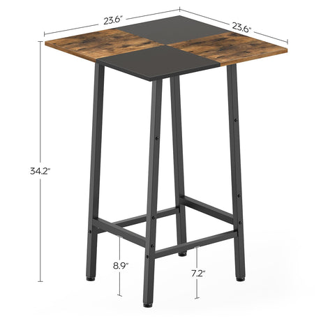 YATINEY Bar Table, Kitchen Dining Table, Bar Counter Height Table, Pub Table, Color Matching Breakfast Table, for Dining Room, Tavern, Coffee Corner, Party, Rustic Brown and Black BT02BR YATINEY