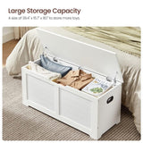 VASAGLE Storage Chest, Storage Trunk with 2 Safety Hinges, Storage Bench, Shoe Bench, Modern Style, 15.7 x 39.4 x 18.1 Inches, for Entryway, Bedroom, Living Room, White ULSB061T10 VASAGLE