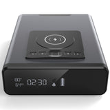 Grimtron Biometric Gun Safe for Handgun, Smart Clock Safe with 2-in-1 Watch & Phone Wireless Charging, Bedside Pistol Safe with Backlit Keypad, Nightstand Handgun Safe with LED Light Grimtron