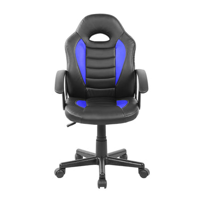 Techni Mobili Kid's Gaming and Student Racer Chair with Wheels, Resemblance of a sport's car interior, Polypropylene, Blue
