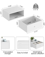Aienvey Floating nightstand, Floating Shelf with Drawer, Wall Mounted Nightstand, Floating Bedside Table (White) Aienvey