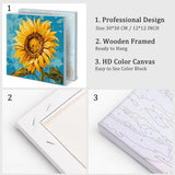 Natuyalo Sunflower Framed Paint by Numbers Kit for Adults - Paint by Number on Canvas with Frame, Flowers DIY Acrylic Painting for Home Wall Decor 12x12 Inch Natuyalo