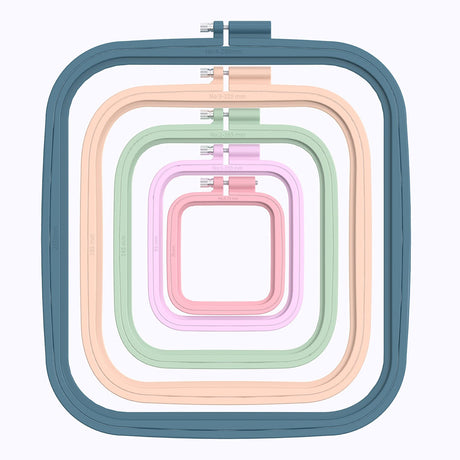 Pllieay 5 Pieces 5 Sizes Square Embroidery Hoops, ABS Plastic Embroidery Hoops for DIY Embroidery Craft Pllieay