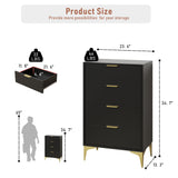 LOUVIXA Dresser for Bedroom with 4 Drawers, Wood Chest of Drawers, Dresser Storage Cabinet, 4 Drawer Dressers for Bedroom, Living Room, Entryway, Cloakroom (Black) LOUVIXA