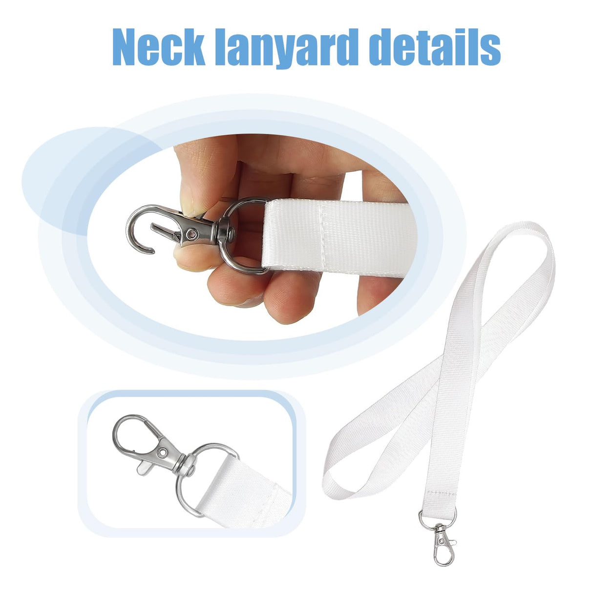 YOUKE OLA 100 Pack Sublimation Lanyards Blank Bulk White Sublimation Lanyards with Swivel Hooks Neck Lanyards Heat Transfer Lanyard for ID Badge Holder Keychain as Christmas Gifts 2.0 YOUKE OLA