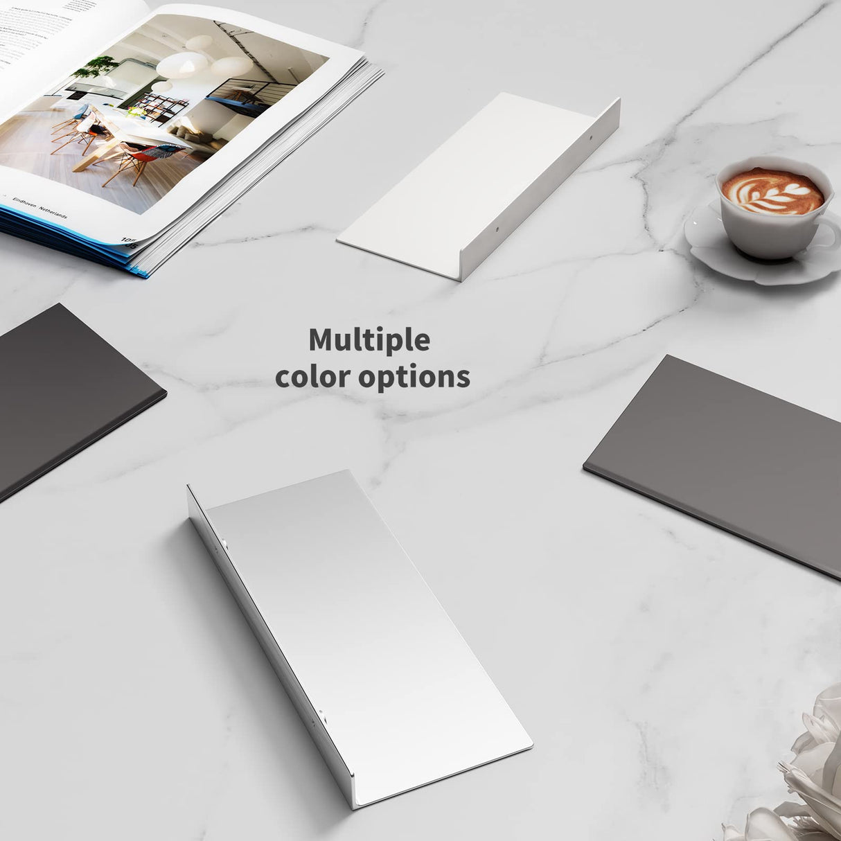 Danpoo Small Floating Shelf for Wall Storage, Mini Display Shelf for Collectibles, Metal Wall Shelf for Bathroom/Living Room/Kitchen/Bedroom(Black, 8") Danpoo