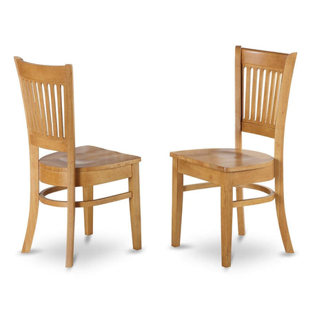 East West Furniture Vancouver Kitchen Dining Slat Back Wooden Seat Chairs, Set of 2, Oak East West Furniture