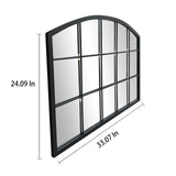WAMIRRO Wide Window Pane Black Mirror,Farmhouse Arched Wall Mirror,Mantel Mirror for Fireplace/Entryway/Hallway/Living Room,33“X24” WAMIRRO