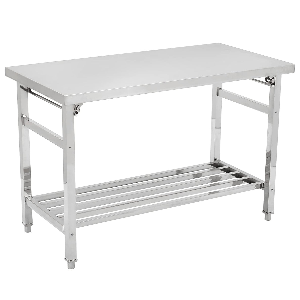 Stainless Steel Workbench for Prep & Work, 47" X 24" Folding Work Table Kitchen Prep Table, Metal Camping Table, Commercial Heavy Duty Table with Undershelf for Home and Restaurant Fashionwu