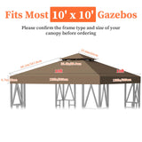 Gazebo Canopy Replacement 118"x118" Outdoor Canopy Shelter for Smaller 10x10ft Top Double Tiered Canopy Cover ERFEI