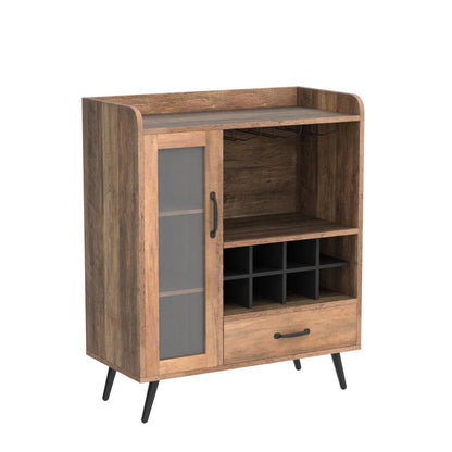 Giantex Bar Cabinet with Wine Rack, Coffee Bar Buffet Cabinet with Storage, Drawer, Glass Holder, Cupboard Wood Sideboard for Wine Bottle, Liquor, Farmhouse Kitchen Dining Room Furniture - WoodArtSupply