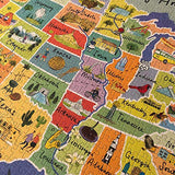 1000-piece USA Map Jigsaw Puzzle & Poster 50 States | Illustrated American Landmarks | Rainy Day, Fun at Home Activities, Travel Gifts, Birthday Present, Wall Art Talking Tables
