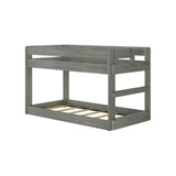 Max & Lily Modern Farmhouse Low Bunk Bed, Twin-Over-Twin Bed Frame For Kids, Driftwood Max & Lily