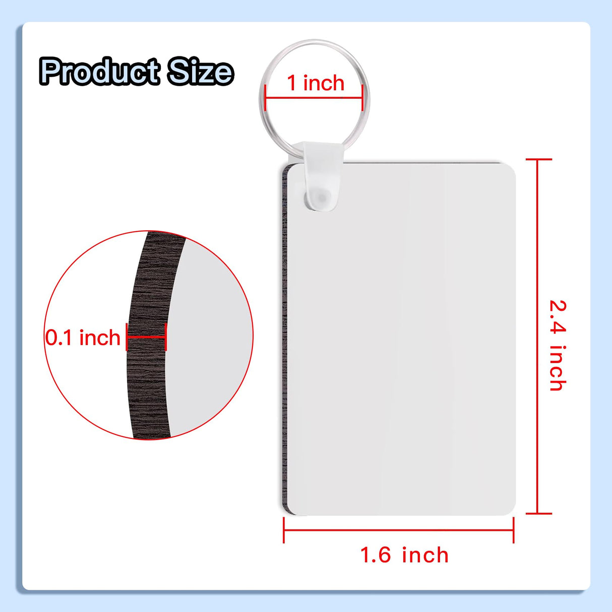 Allruyee 150 Pieces Sublimation Keychain Blanks Rectangle Double Side Heat Transfer Blanks MDF Blank Board Key Rings Blanks for Sublimation DIY and Craft Allruyee