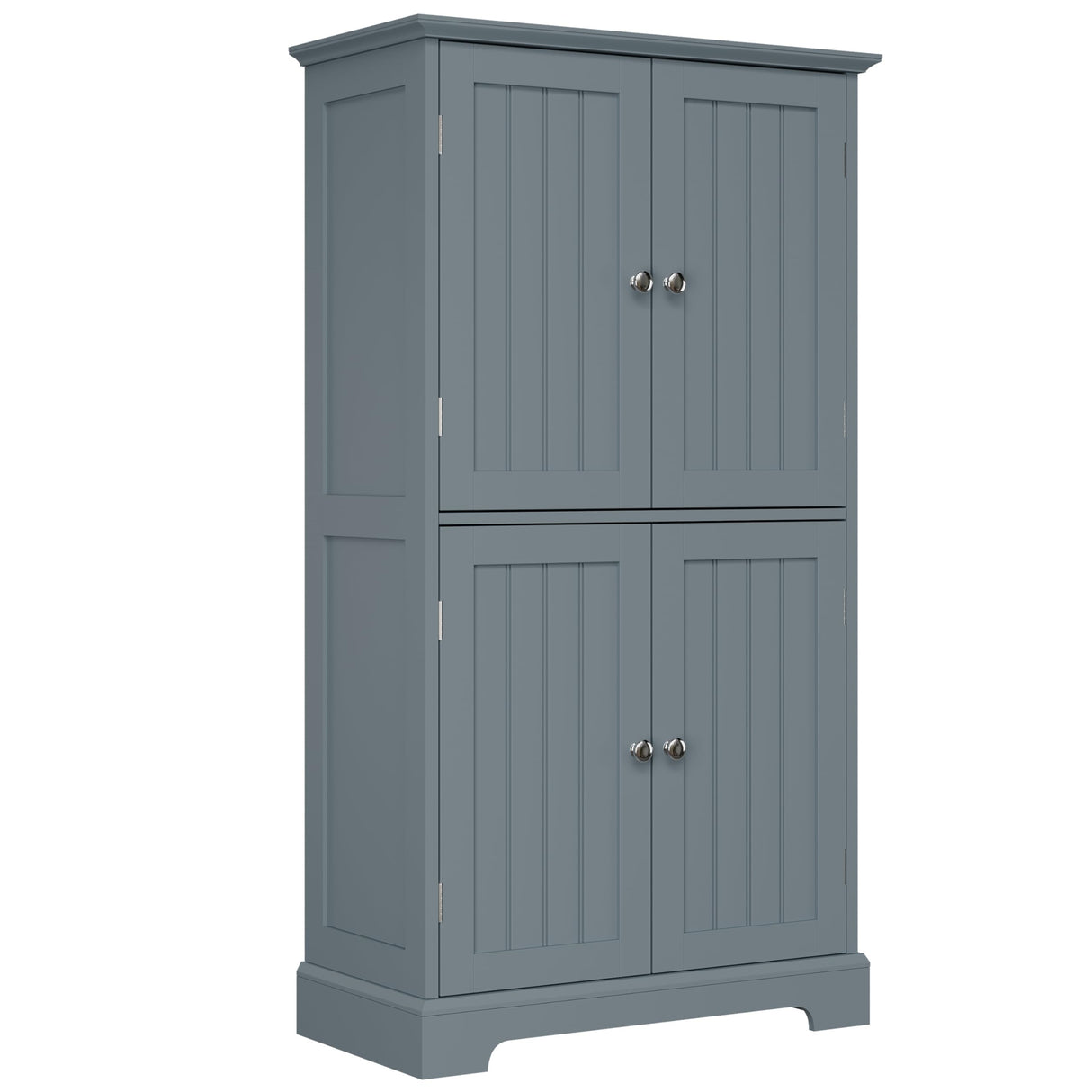 ChooChoo Bathroom Floor Cabinet, Modern Bathroom Storage Cabinet with 4 Doors and Adjustable Shelves, Freestanding Cupboard for Living Room, Grey ChooChoo
