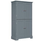 ChooChoo Bathroom Floor Cabinet, Modern Bathroom Storage Cabinet with 4 Doors and Adjustable Shelves, Freestanding Cupboard for Living Room, Grey ChooChoo