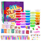 Slime Supplies Kit, 135 Pack Slime Making Kit 30 Crystal Slime, Glitter Jars, Charms, Sugar Paper, Foam Beads, Fishbowl Beads, Toy Cups, Slices, Air Dry Clay and Tools for Kids Girls by WINLIP WINLIP