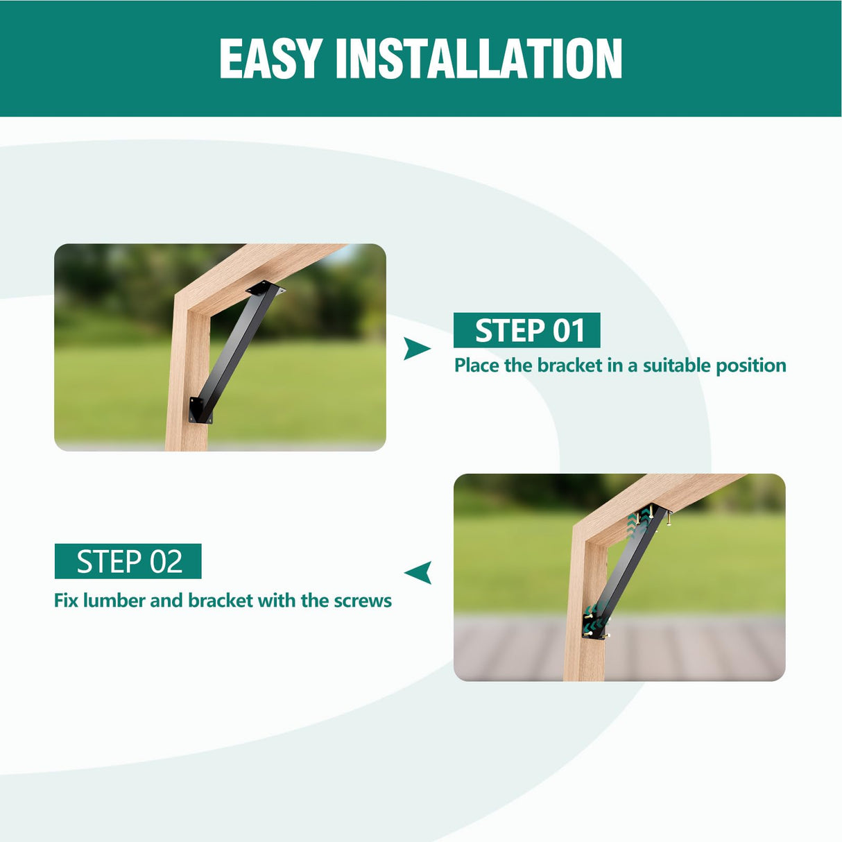 Kinchoix 45° Angle Support Brackets 8 PC 45-Degree Angle Corner Braces Inside Joint for Wood Post and Beam Desk Edge Pergola Gazebo DIY Kit Kinchoix