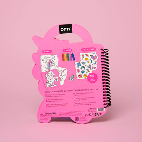 Omy Super Coloring Book – Unicorn | Enter a Magical World of Rainbows, Sparkles, and Imagination | 35 Pages, 2 Sticker Sheets, 5 Wax Crayons | Creative Play for Kids Ages 3 and Up Omy