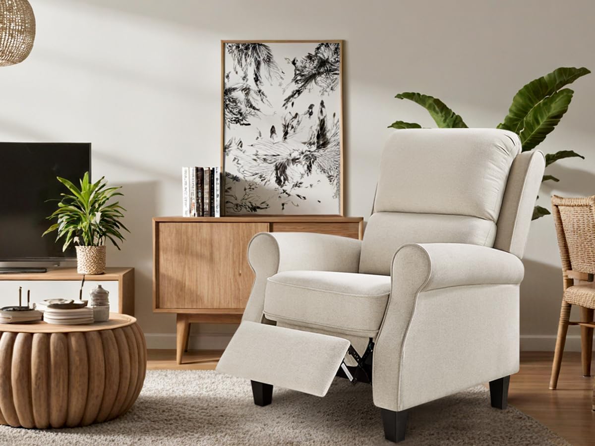 Oversized Recliner Chair for Living Room, Modern Reclining Sofa Home Theater Seating with Upholstered Push Back, Mid-Century Reclining Armchair with Lumbar Support, Bedroom, Reading Nook, Office Arcrinte