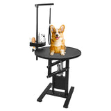 SHMQYSY Electric Dog Grooming Table, Height Adjustable Pet Grooming Table for Small Dogs at Home, Professional Electric Lift Table with Anti-Scratch Tabletop and Foldable Arm (24", Black) SHMQYSY