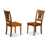 East West Furniture Plainville Dining Stylish Back Wood Seat Kitchen Chairs, Set of 2, Saddle Brown East West Furniture