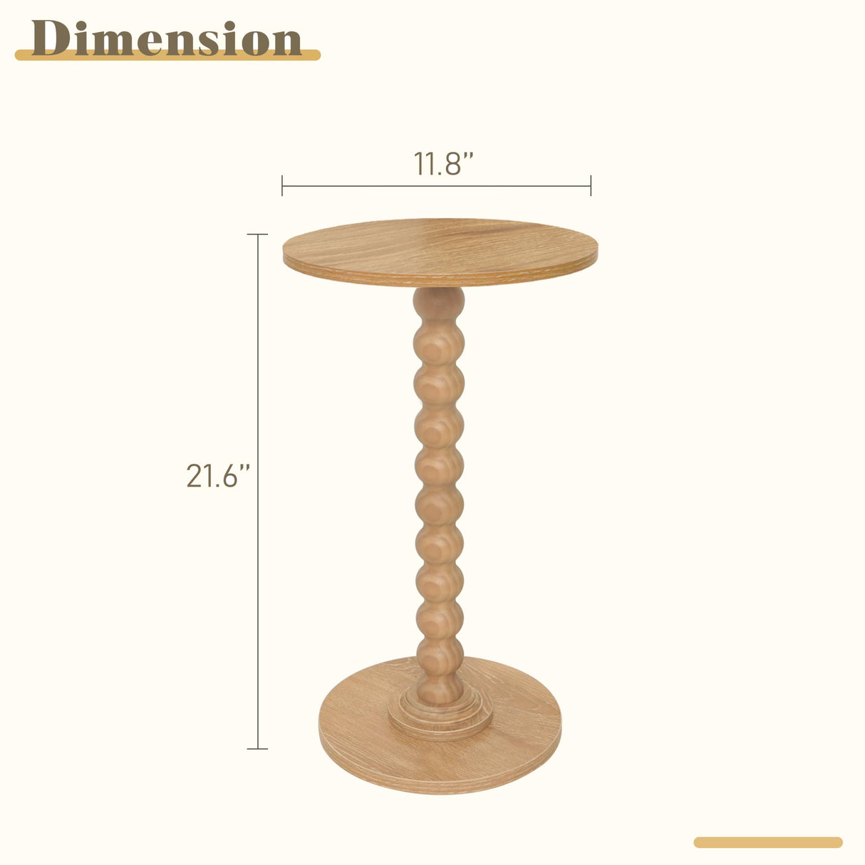 Fultyle Small Side Table, Drink Table for Small Spaces, Modern Accent Table Martini Table with Solid Wood Leg, Round End Tables Living Room for Bedroom and Office (Rustic Walnut) Fultyle