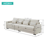 Harper & Bright Designs 104" 4-Seater Modern Linen Fabric Sofa with Armrest Pockets and 4 Pillows,Minimalist Style Couch for Living Room, Apartment, Office,3 Colors Harper & Bright Designs