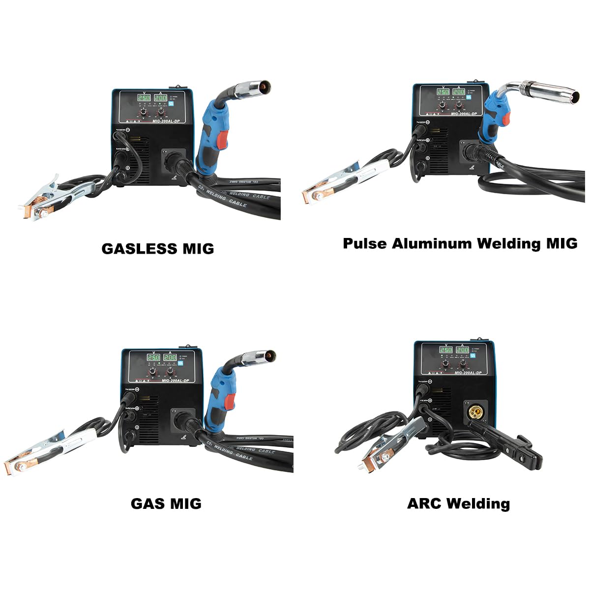 S7 Gas and Gasless 200A 110V/220V Multiprocess MIG Welder - 4-in-1 Welding Machine for Flux Cored, MIG, Lift TIG, and Stick ARC Welding Machine S7