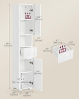 VASAGLE Tall Bathroom Cabinet, Slim Bathroom Storage Cabinet, Freestanding Narrow Cabinet with a Drawer, Adjustable Shelves, Open Compartment, for Small Spaces, White UBBC560P31 VASAGLE