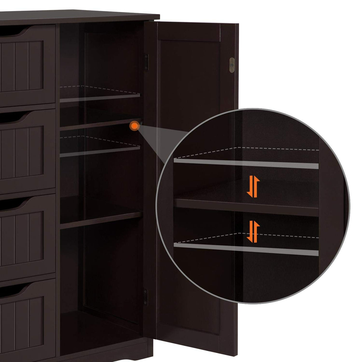 Yaheetech Espresso Wooden Bathroom Storage Cabinet with 4 Drawers and Cupboard Yaheetech