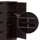 Yaheetech Espresso Wooden Bathroom Storage Cabinet with 4 Drawers and Cupboard Yaheetech