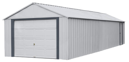 Arrow Shed 12' x 31' Murryhill Garage Galvanized Steel Extra Tall Walls Prefabricated Shed Storage Building, 12' x 31', Flute Gray - WoodArtSupply