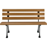 Global Industrial 4'L Outdoor Park Bench with Backrest, Recycled Plastic Slats, Wrought Iron Frame, 1100 lbs Capacity, Tan, Surface Mount, Easy Assembly Global Industrial