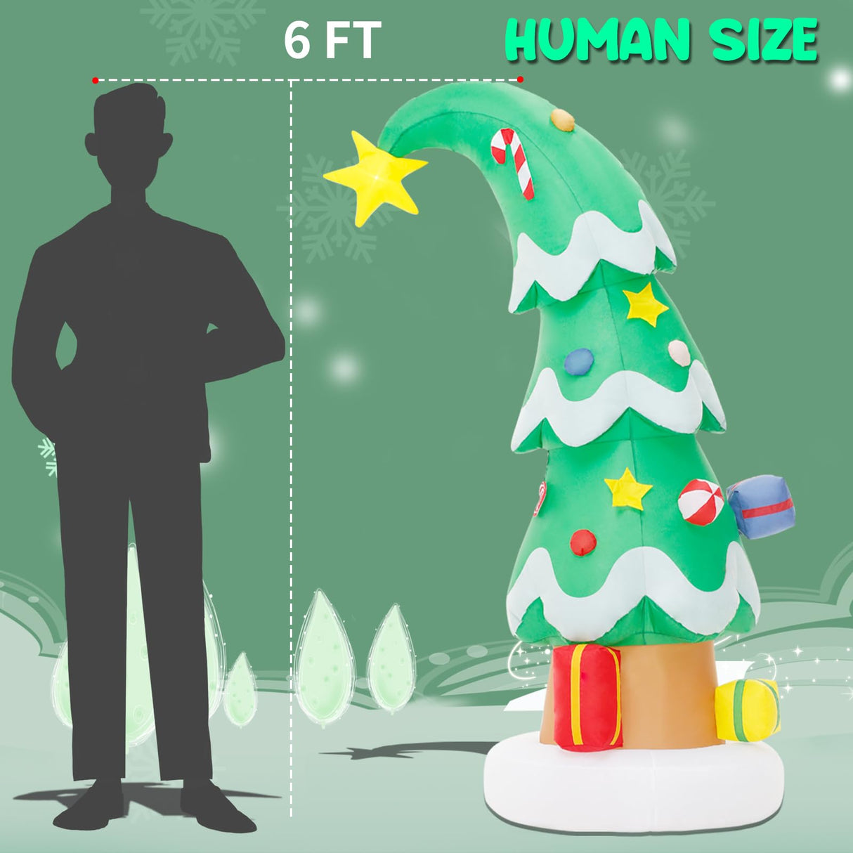 Lionoble 6 FT Christmas Outdoor Inflatable Decorations, Blow Up Christmas Tree with LED Light for Xmas Holiday Party Garden, Yard, Lawn Decor Lionoble