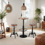 LOKKHAN 42" Tall Rustic Industrial Bar Table-19.68" Dia Round Wooden Top Metal Bar Height Adjustable Standing Pub Table-Dining Room Bistro Table-Cocktail Table LOKKHAN