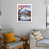 Landscape Paint by Numbers Kit for Adults - DIY Mount Fuji and Cherry Blossoms Lake Painting on Canvas 16x20 Inches, Acrylic Paint Set, Suitable for Beginners, Art for Home Decoration or Gifts DecorFriday