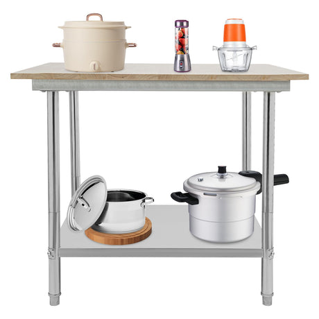 Maple Top Work Table, 36 x 30 x 34 Inch Commercial Butcher Block Wooden Workbench, Kitchen Island Table, Fits Restaurant, Warehouse, Home, Kitchen, Garage Hilberiazel