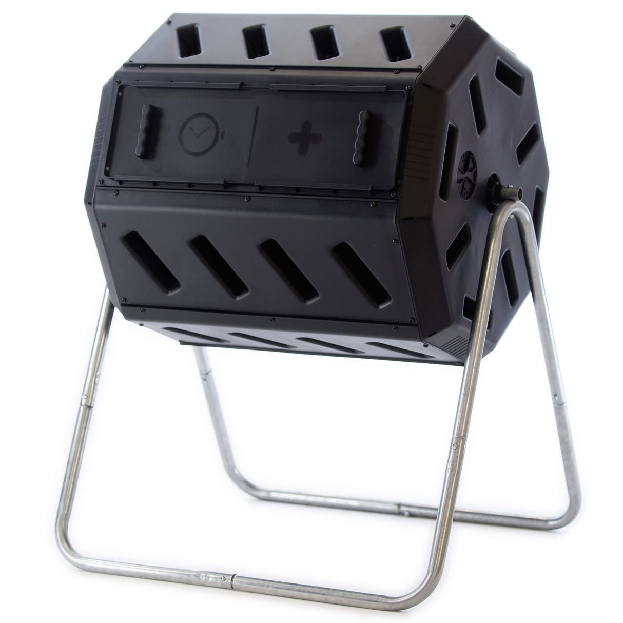 FCMP Outdoor IM4000 Dual Chamber Tumbling Composter Canadian-Made, 100% Recycled Resin - Outdoor Rotating Compost Tumbler Bin for Garden, Kitchen, and Yard Waste, Black (37 Gallon) FCMP Outdoor