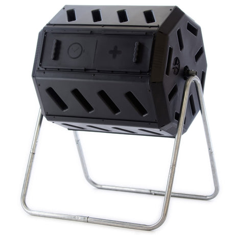 FCMP Outdoor IM4000 Dual Chamber Tumbling Composter Canadian-Made, 100% Recycled Resin - Outdoor Rotating Compost Tumbler Bin for Garden, Kitchen, and Yard Waste, Black (37 Gallon) FCMP Outdoor