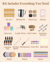 Candle Making Kit for Adults: Soy Wax Candle Making Supplies DIY Crafts Chrismas Stocking Stuffer for Adults Women Teens Beginners Starter Couples Activity Kit, Homemade Crafting White Elephant Gifts CAREVER