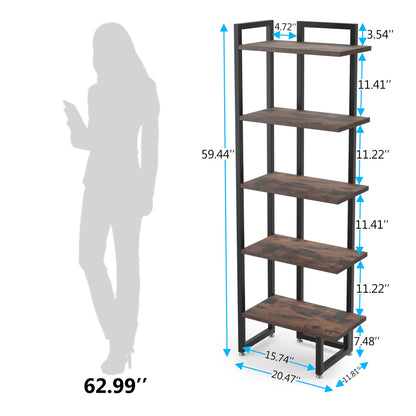 Tribesigns 5-Tier Industrial Corner Shelf - Sturdy Wood Storage Rack with Anti-Slip Pads - WoodArtSupply