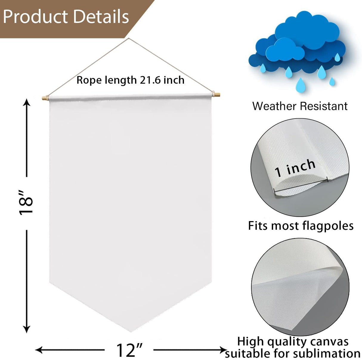 Sublimation Blank Custom Banner, Wall Display Waterproof Canvas Banner, Sublimation Transfer Heat Press Printing Crafts. (4 Pcs) KKSUBCA