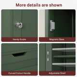 TEENFON Tall Bathroom Cabinet with 2 Doors & 1 Drawer, Narrow Bathroom Storage Cabinet with Adjustable Shelves, for Living Room, Entryway, Kitchen, Forest Green TEENFON