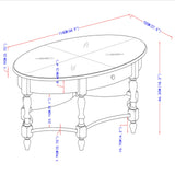 JESONVID Solid Wood Oval Coffee Table with Drawer and Storage Shelf, 44.9" Traditional Retro Center Table Polished Edging Cocktail Tea Table for Living Room Bedroom Home, Vintage Walnut JESONVID