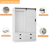 Wardrobe Closet with Doors, 71" Tall Bedroom Armoire, Wooden Closet with Doors and Drawer, Large Capacity Freestanding Wardrobe Closet with Hanging Rod and Shelves, Anti-Dumping Design, White RIDFY